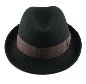 Mode 100% laine feutre noir <span class=keywords><strong>Dent</strong></span> Fedora chapeau - Product Image 1