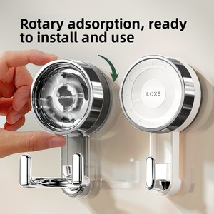 Gancio a ventosa sottovuoto senza foratura, adesivo senza tracce per bagno e <span class=keywords><strong>cucina</strong></span>, appendiabiti resistente, stile lusso leggero, in ABS. - Product Image 2