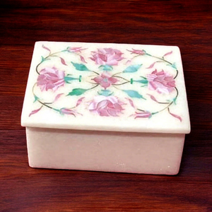 Caja de Joyería Decorativa Moderna con Diseño Floral de Madreperla Hecha a Mano por Stonecrafts International para Niñas, Ideal para Regalo - Product Image 1