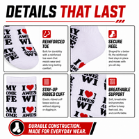 Chaussettes de sport tendance style streetwear en coton doux et respirant, écologiques et confortables, logo personnalisé disponible, toutes tailles adultes.