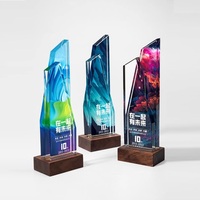 Trofeo de Cristal Minimalista Ecológico de Alta Calidad con Impresión UV, Diseño de Cubo de Medalla Personalizado, Premio al Empleado Destacado de la Reunión Anual
