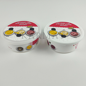 Envase redondo de PP para salsa con tapa de 98 mm, impresión digital, tazón para almacenamiento de alimentos para salsas - Product Image 4