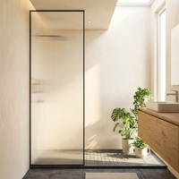 Paroi de douche fixe en verre ultra-clair de haute qualité, avec cadre noir moderne et motif personnalisé