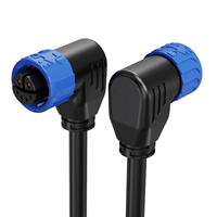 Connecteur étanche Jnicon M16 3 broches mâle-femelle moulé à 90 degrés à montage sur site avec câble pour éclairage LED et batterie