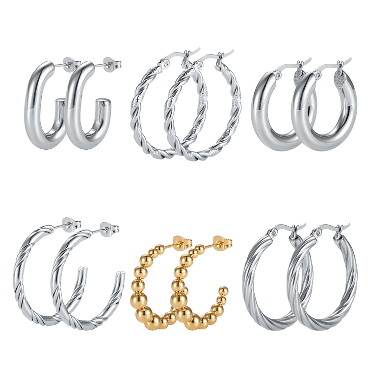 Stainless Steel New Design Women Earrings Hoops Tarnish Free Color Retention Chunky Earrings Gold Plated Hoop Earrings 18k