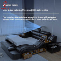 Cama Doble Eléctrica de Masaje Inteligente Multifuncional Personalizable de Cuero Tatami Moderna y Sencilla con Proyector para el Dormitorio Principal