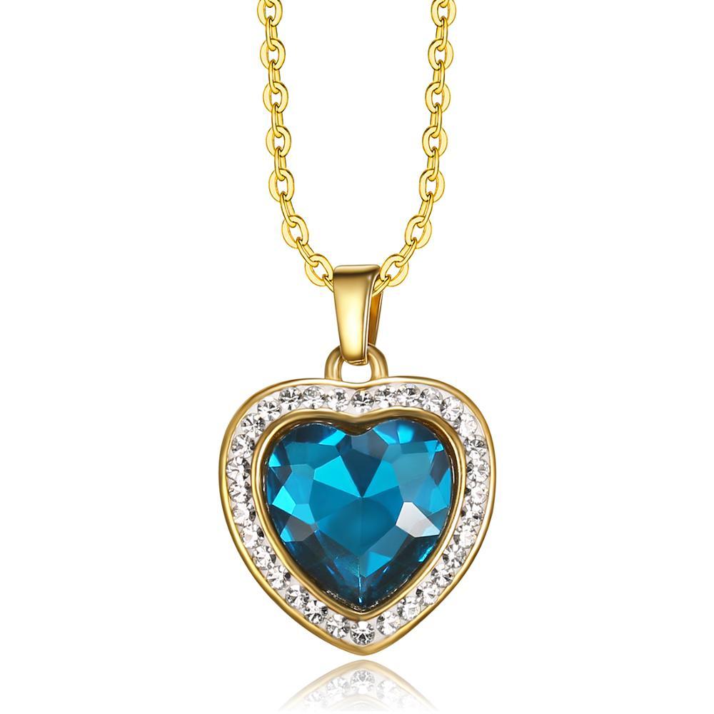 Set Gioielli 3 Pezzi Lusso Titanic: Collana, Orecchini E Anello Con Topazio Blu, Placcato Platino