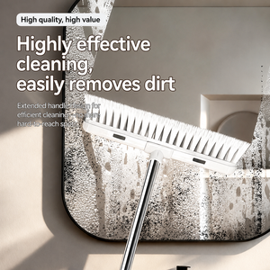 Brosse de <span class=keywords><strong>nettoyage</strong></span> 2-en-1 à long manche avec raclette et <span class=keywords><strong>balai</strong></span> à poils pour sols, idéale pour la maison, les piscines et les salles de bain - Product Image 3