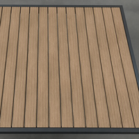Table à manger extensible noir mat avec plateau en bois naturel à lattes, mobilier de patio moderne pour jardin et divertissements en extérieur