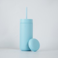 Gobelets isothermes personnalisés en acier inoxydable de 16 oz, finition thermolaquée, avec couvercles et pailles, pour la vente en gros