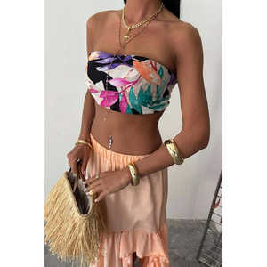 Jupe trapèze Audrey Ffrl à taille élastique avec fente, en tissu tissé respirant, idéale pour les fêtes et les tenues décontractées - Product Image 1