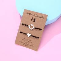 Bracelet mère-fille en acier inoxydable Bijoux de rentrée des classes Cadeaux de fête des mères Bracelets de couple à breloques cœur de maman et papillon