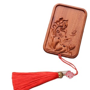 Miroir de maquillage portable Weijun en bois de santal vert, carré, en bois de rose lourd et précieux FJZ - Product Image 5