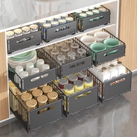 Petit support organisateur sous évier multi-usages coulissant armoire panier organisateur tiroir pour la maison cuisine étagère à épices organisateur