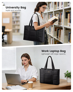 กระเป๋าโท้ทแบบควิลท์คุณภาพสูง LOVEVOOK สำหรับทำงาน ใส่คอมพิวเตอร์ขนาด 15.6 17 นิ้ว กระเป๋าเอกสารสำหรับครู พยาบาล น้ำหนักเบา กระเป๋าใส่แล็ปท็อปสำหรับผู้หญิง - Product Image 2