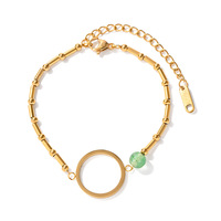 Bracelet en pierre naturelle, style œil de chat, coquillage creux, étanche, bijoux en acier inoxydable PVD or 18 ct pour femmes