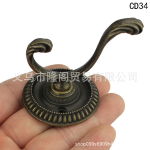 Antique Style Clothes Hook Zinc Alloy Wall Mount Round Base 60mm 75mm <b>Wardrobe</b> <b>Hardware</b> - Product Image 3