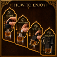 Désodorisant de voiture de luxe personnalisé OEM ODM, flacon carré en verre avec bouchon en bois 8ml, liquide parfumé Oud Bakhoor, vente en gros sous marque privée