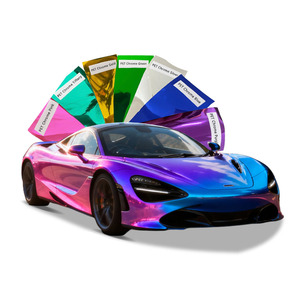 Film de protection de voiture <span class=keywords><strong>chrom</strong></span>é bleu brillant PET à <span class=keywords><strong>installation</strong></span> à sec, anti-rayures, bleu foncé/bleu clair, effet miroir, film de protection de couleur PPF <span class=keywords><strong>chrom</strong></span>é - Product Image 5