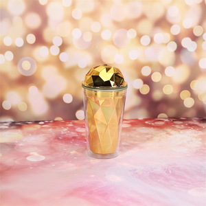 Creative Electroplated Plastic Water Cup Colorful Double Walled With Straw For Party Summer Use - Product Image 3