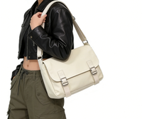 Sac bandoulière QY grande capacité en toile japonaise pour étudiants unisexes, sacoche décontractée tendance avec fermeture éclair