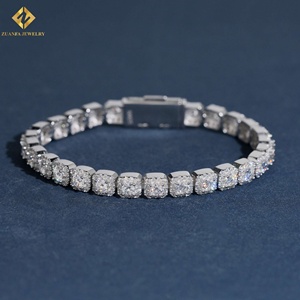 Best Price Wholesale Custom Logo S925 <b>Solid</b> <b>Silver</b> Full Bling Moissanite Cuban Chain Trendy Hip Hop Street Fashion <b>Bracelet</b> - Product Image 1