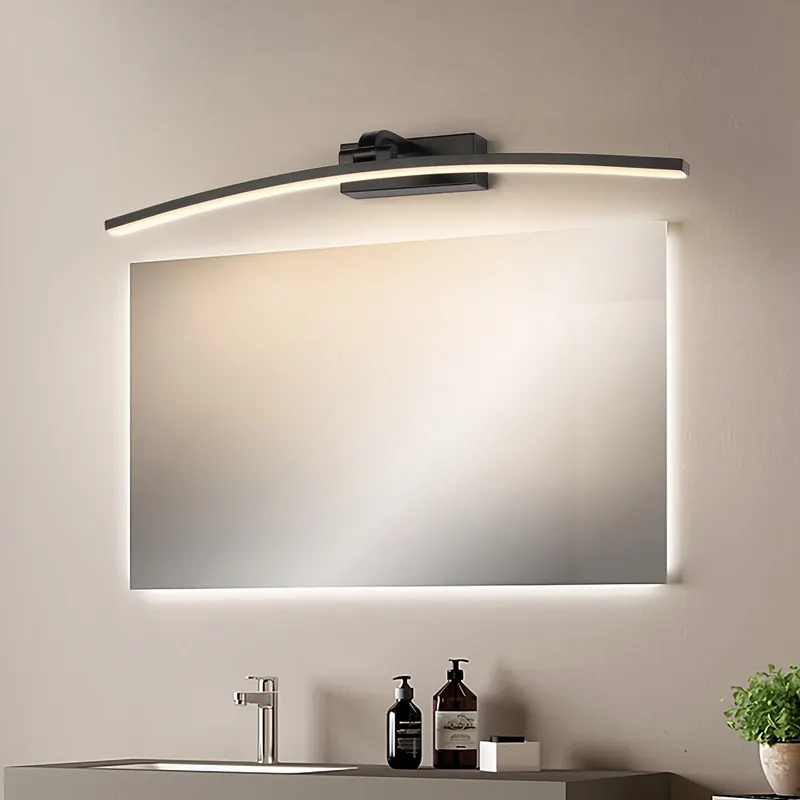 Креативный изогнутый черный туалетный светильник для ванной комнаты зеркальное украшение настенный светильник алюминиевый