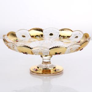 Bol à fruits en verre plaqué or, bol en verre sur <span class=keywords><strong>pied</strong></span>, bol en verre de taille moyenne - Product Image 1