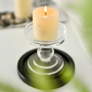 Transparent Cylinder Glass Cover With Crystal Candle Holder Base Tealight Votive Glass Home Wedding Event Decor