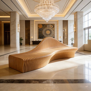 Banc d'attente commercial extérieur en fibre de verre, forme en L moderne, avec pieds sabre découpés, facile à nettoyer et respectueux de l'environnement - Product Image 3