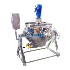 Sanitary stainless steel Industrial Gas Heating Jacketed Kettle Cooking Pot With Mixer For Other Food Processing Machinery