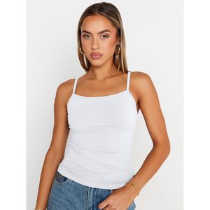 Womens <b>Adjustable</b> Camisole Sleeveless <b>Square</b> Neck Spaghetti Strap Tank Top Breathable Knitted Spandex Polyester Basic Shirt - Product Image 2