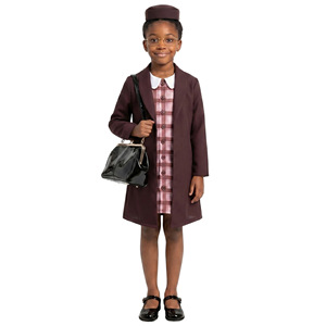 Disfraz de actuación para niños Rosa, vestido a cuadros con abrigo y sombrero para fiesta en el escenario, talla 7838 - Product Image 1