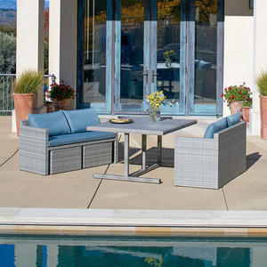 Ensemble de chaises de table et de terrasse d'hôtel modernes <span class=keywords><strong>repose</strong></span>-pieds combinés et créatifs <span class=keywords><strong>en</strong></span> <span class=keywords><strong>rotin</strong></span> pour les loisirs de cour Matériau métallique durable - Product Image 4