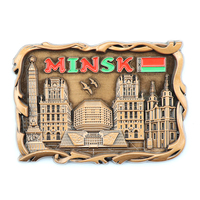 Aimants de réfrigérateur en métal personnalisés par le fabricant, souvenirs touristiques de Minsk, Biélorussie
