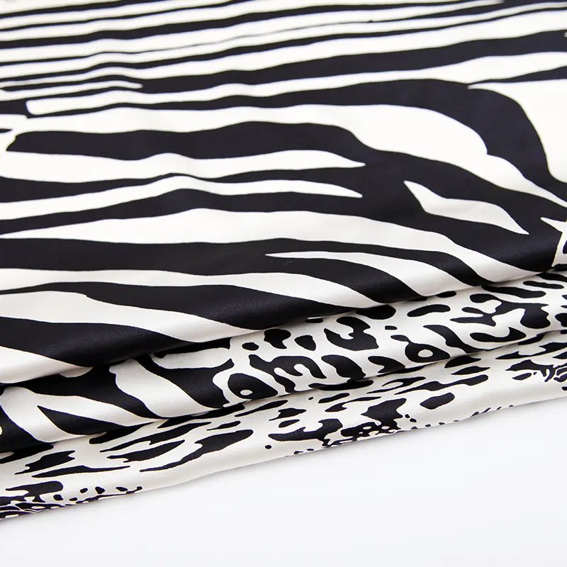 Zebra stripes 100% 6A Grade silk span satin 22mm smooth and sheen lady dress fabric new coming