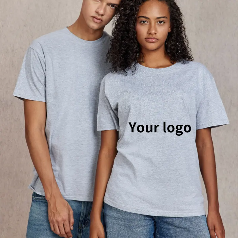 Camiseta personalizada de algodón con estampado de 180 Gsm a pedido, camiseta blanca de gran tamaño lisa en blanco, Camiseta con estampado personalizado en la parte delantera y trasera