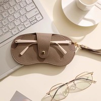 Pochette de rangement en cuir pour lunettes, cordon de cou pour lunettes, longue chaîne de pull, support de lunettes de soleil tendance pour femme