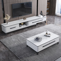 Table basse et meuble TV combinés en bois massif, modernes, simples et durables, extensibles, pour salon, adaptés aux petits téléviseurs