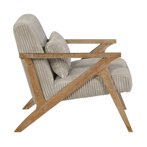 Fauteuil d'appoint capitonné avec coussin en mousse douce en velours côtelé, structure en bois de caoutchouc massif, mobilier de chambre moderne - Product Image 5