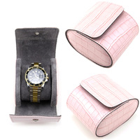Étui de rangement portable de luxe pour montre à fente unique, en cuir PU façon crocodile avec doublure en daim, idéal pour un cadeau