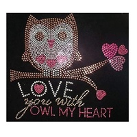 Motif de transfert thermocollant en strass hibou de Noël