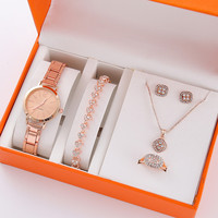 Coffret Cadeau Montre Femme Tendance, Parure Bijoux Bracelet Diamant Quartz pour Dames