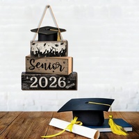 Plaque murale en bois Art Déco pour la saison des diplômes, en forme de chapeau de graduation, trois couches, poudre noire et or, design moderne et simple
