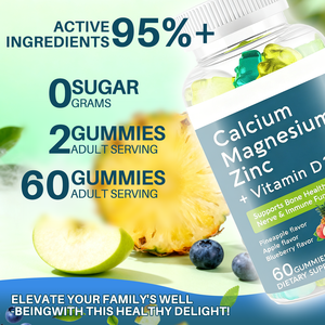 Gummies naturels à faible teneur en sucre, calcium, magnésium, <span class=keywords><strong>zinc</strong></span> et D3 pour adultes – Soutien nutritionnel quotidien et santé – Fabricant OEM/ODM certifié GMP - Product Image 5