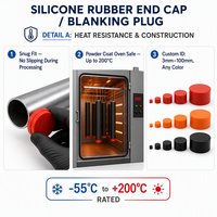 Bouchon d'extrémité en caoutchouc silicone personnalisé, fabrication OEM, compatible peinture poudre, certifié RoHS et REACH