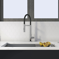 Robinet d'eau pour évier, tuyau Flexible chromé, robinet de cuisine monté sur le pont
