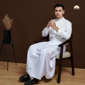 Sarong de Lino Premium para Hombre, Color Blanco, Diseño Liso, Elegante y Cómodo, para Uso Diario, Ideal para la Oración Musulmana - Product Image 1