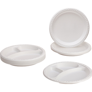 <span class=keywords><strong>Assiette</strong></span> <span class=keywords><strong>jetable</strong></span> biodégradable DG de 9 pouces de couleur blanche, 7 pouces, 1 <span class=keywords><strong>compartiment</strong></span>, 100% compostable, <span class=keywords><strong>assiette</strong></span> ronde - Product Image 1