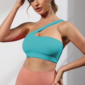 Femmes sans manches une sangle asymétrique basse pour Impact Yoga hauts d'entraînement respirant une épaule soutien-gorge de sport Style Simple - Product Image 5